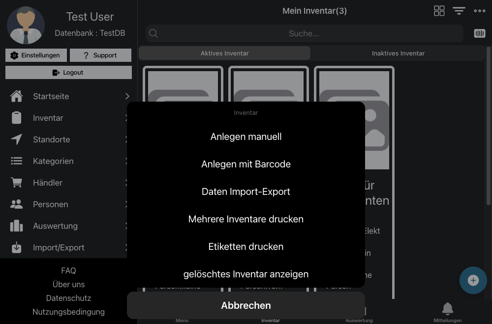 &quot;Etiketten drucken&quot; auswählen