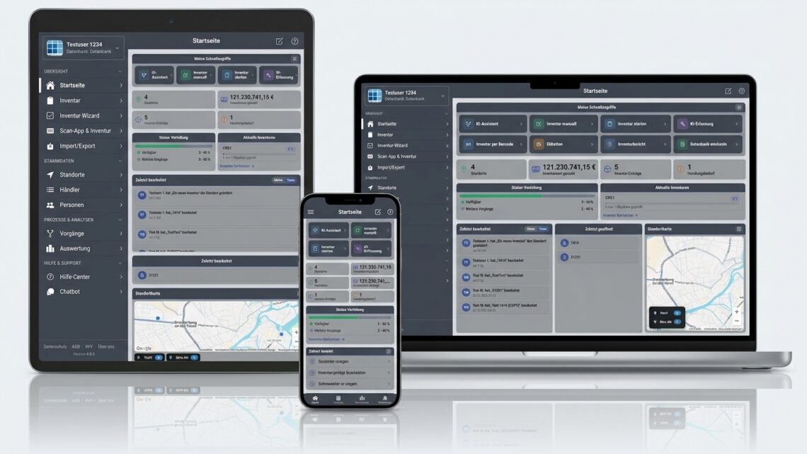 Inventarmanager 4.8.0 auf Laptop, Tablet und Smartphone