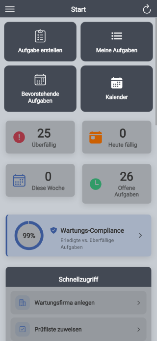 Dashboard HITS Wartungsplaner